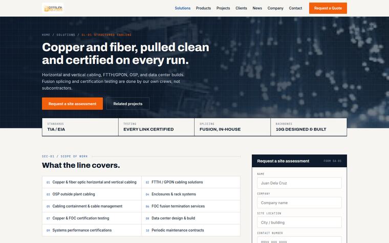 Structured cabling screen preview