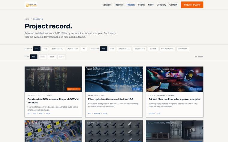 Projects screen preview